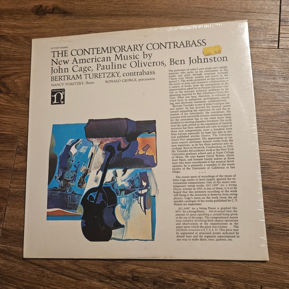 Bertram Turetzky‎ - The Contemporary Contrabass 1970 H-71237 Sealed NOS